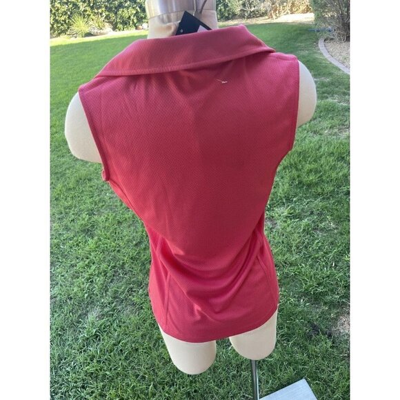 Zyia Active Clubhouse Pink Mesh Zip Up Sleeveless Polo Shirt Size Small - Picture 9 of 9